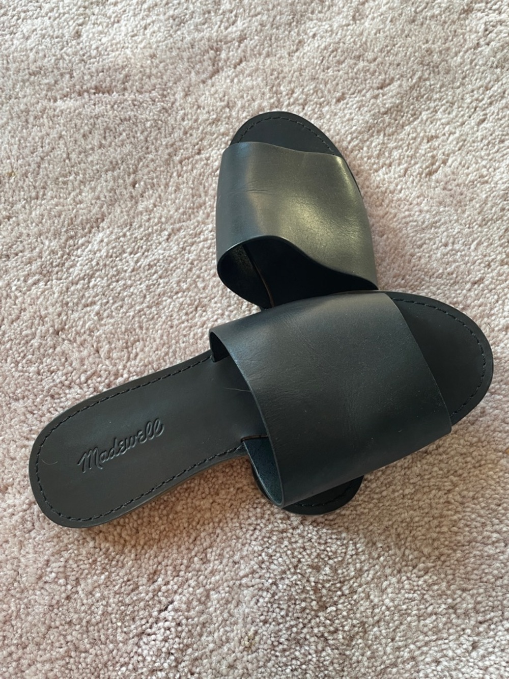 Madewell Black Leather Sandals / Slides size 9